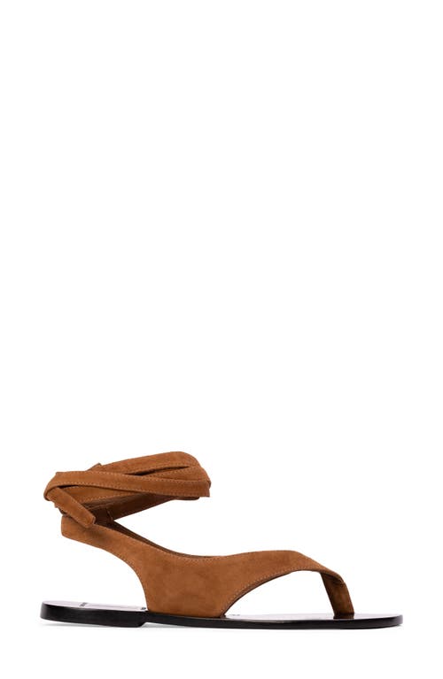 Black Suede Studio Tres Ankle Wrap Sandal In Tobacco Suede