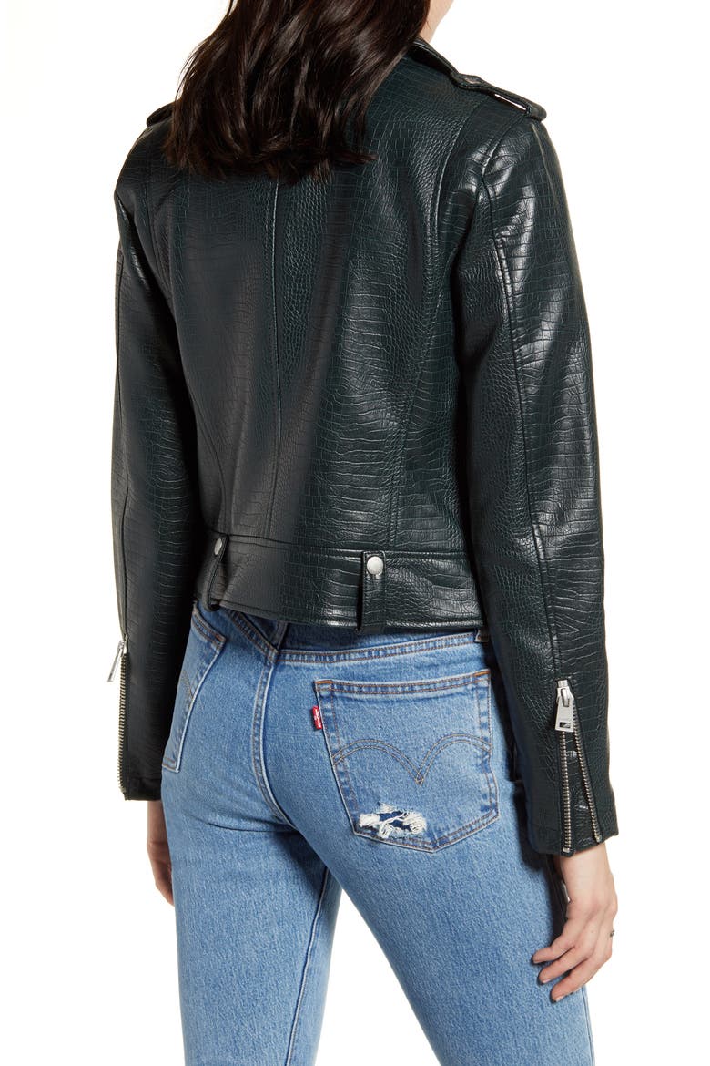 Levi's® Faux Leather Moto Jacket, Alternate, color, GRN CROCO
