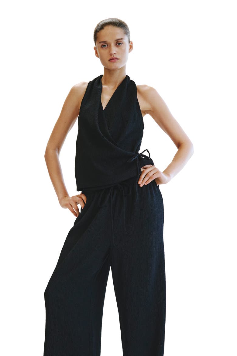 Textured Drawstring Pants, Alternate, color, Black