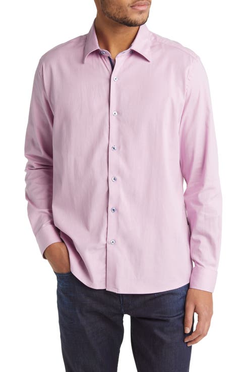 Garment Washed Long Sleeve Button-Up Shirt