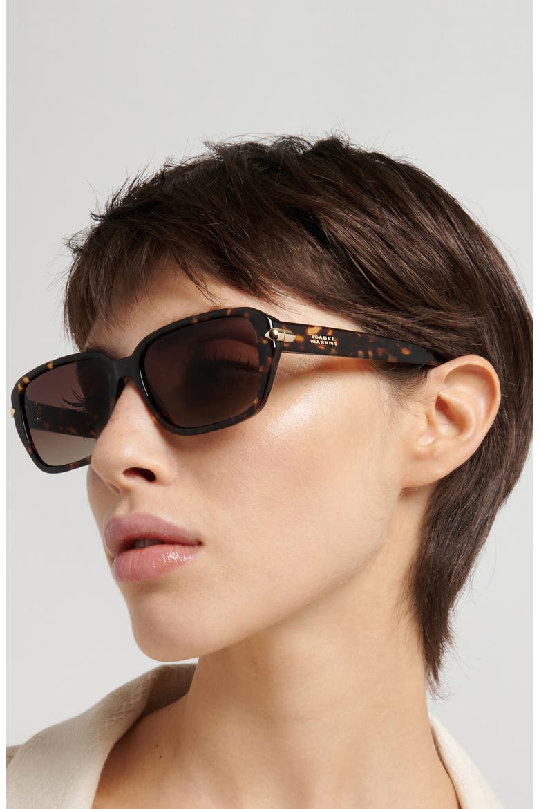 58mm Rectangular Sunglasses, Alternate, color, HAVANA/ BROWN SF