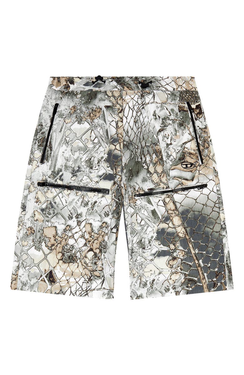 DIESEL<sup>®</sup> P-McKell-Short Abstract Print Crinkled Nylon Shorts, Alternate, color, 