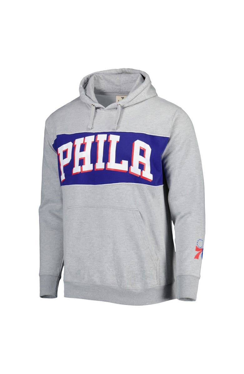 FANATICS Men's Fanatics Branded Heather Gray Philadelphia 76ers Wordmark French Terry Pullover Hoodie, Alternate, color, Heather Gray