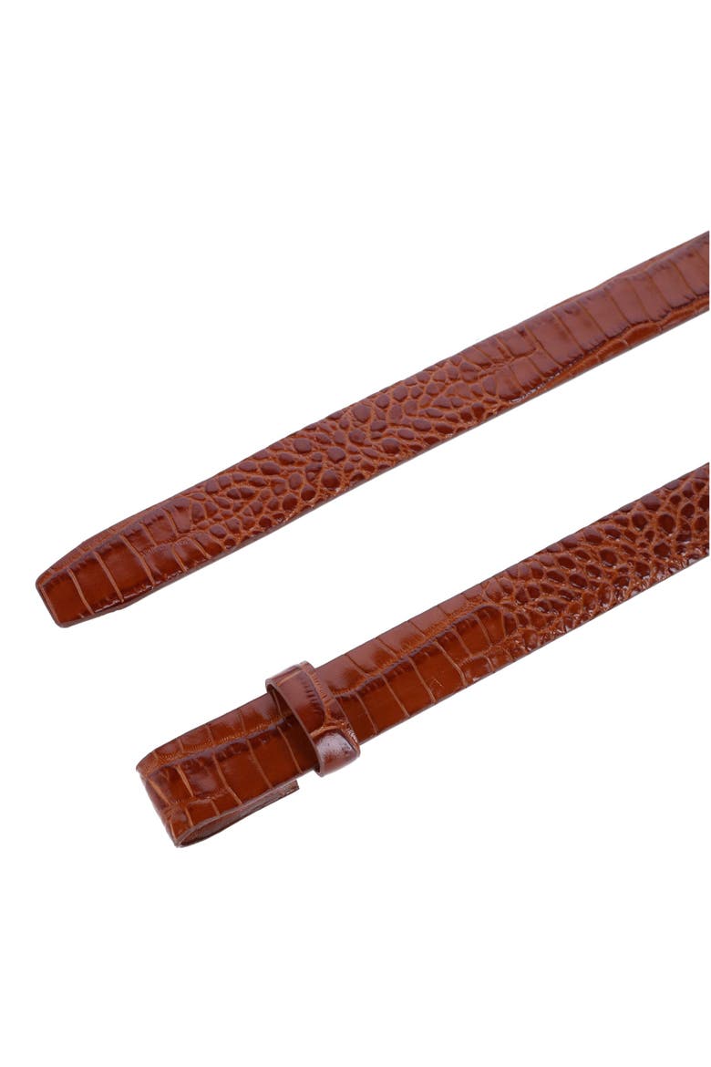 25mm Gator Embossed Leather Belt Strap, Alternate, color, Chestnut