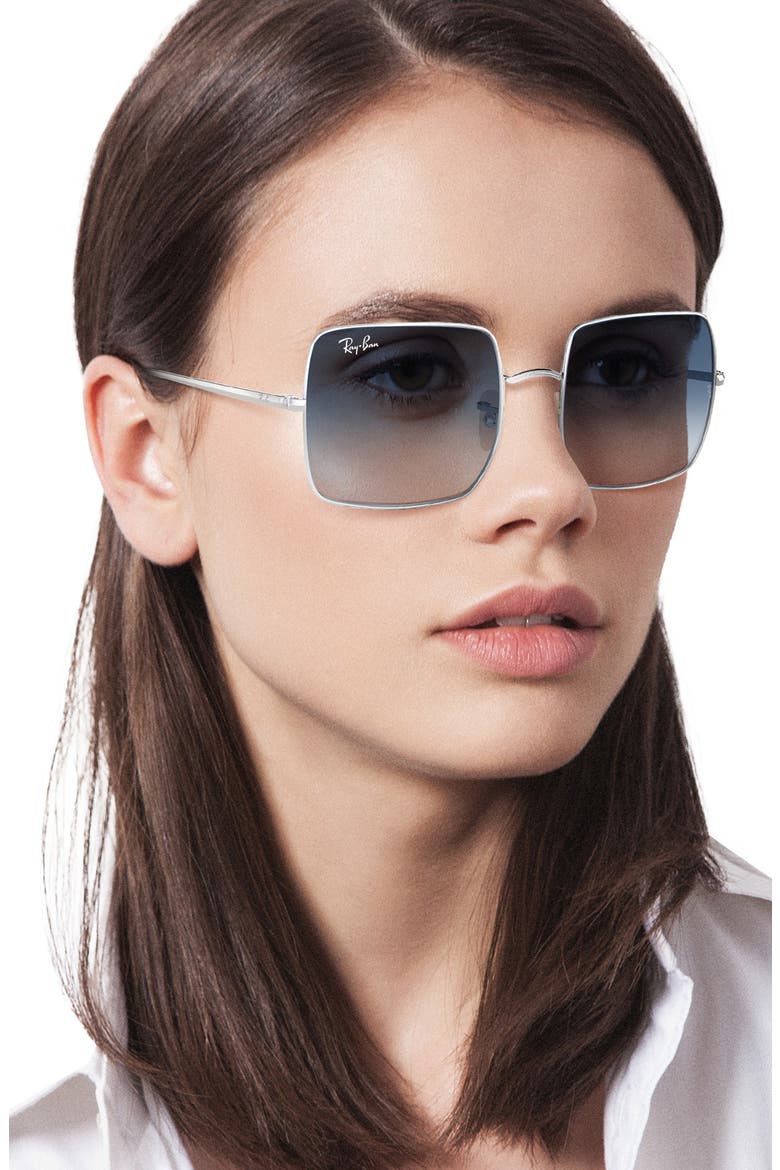 54mm Gradient Square Sunglasses, Alternate, color, SILVER