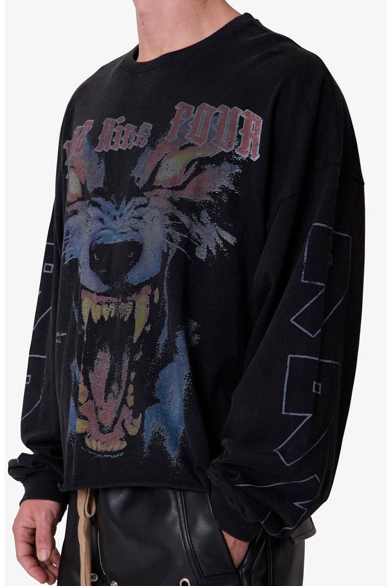 994 Wolf Oversize Cotton Graphic T-Shirt, Alternate, color, BLACK