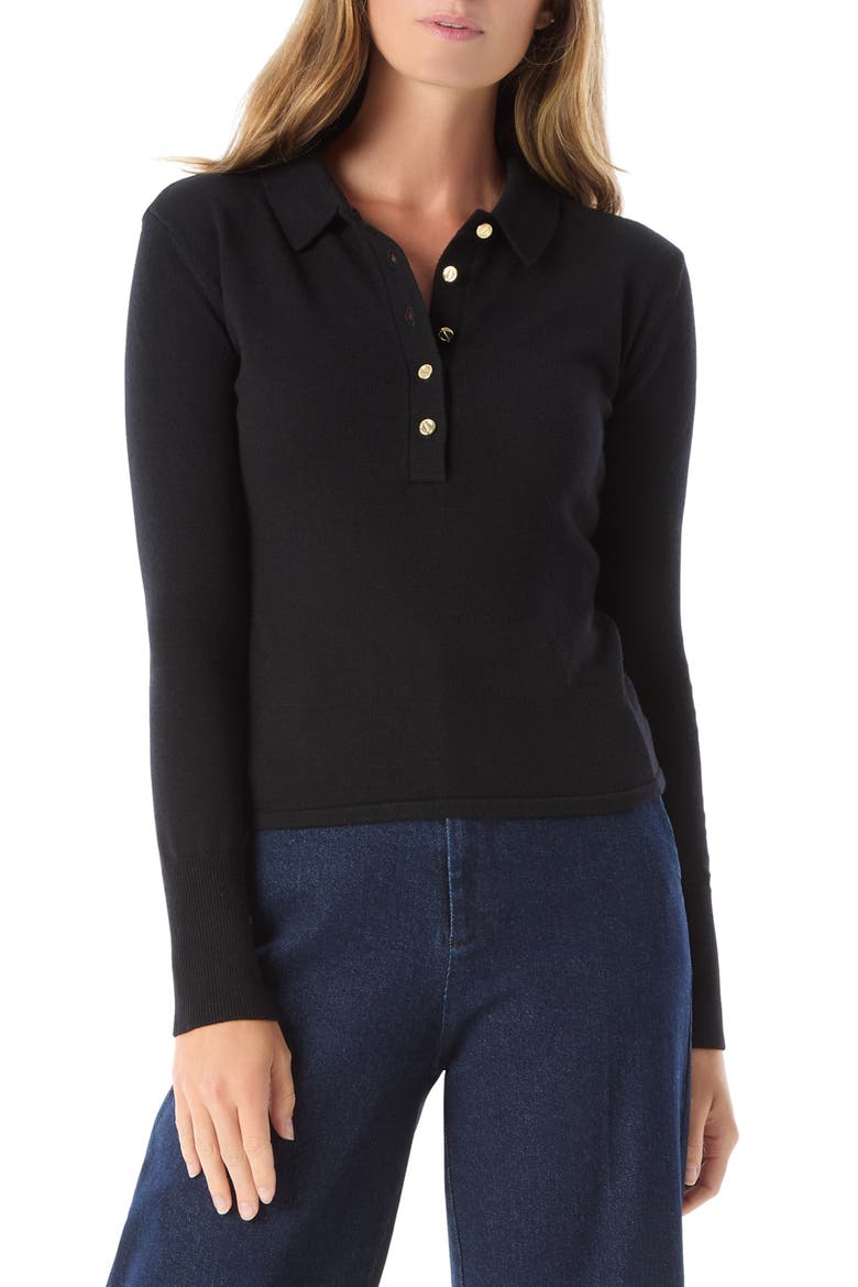 Sinead Polo Sweater, Main, color, BLACK