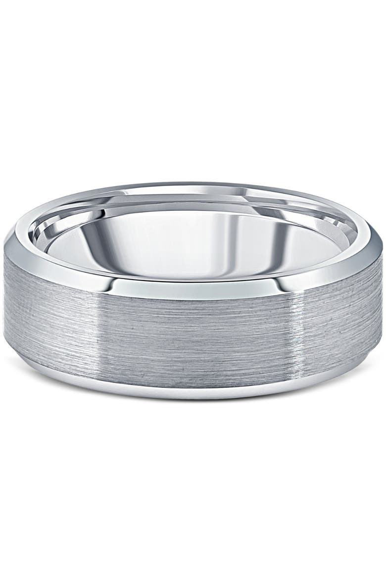 Men's Brushed Tungsten 7mm Beveled Comfort Fit Ring Wedding Band, Alternate, color, Tungsten