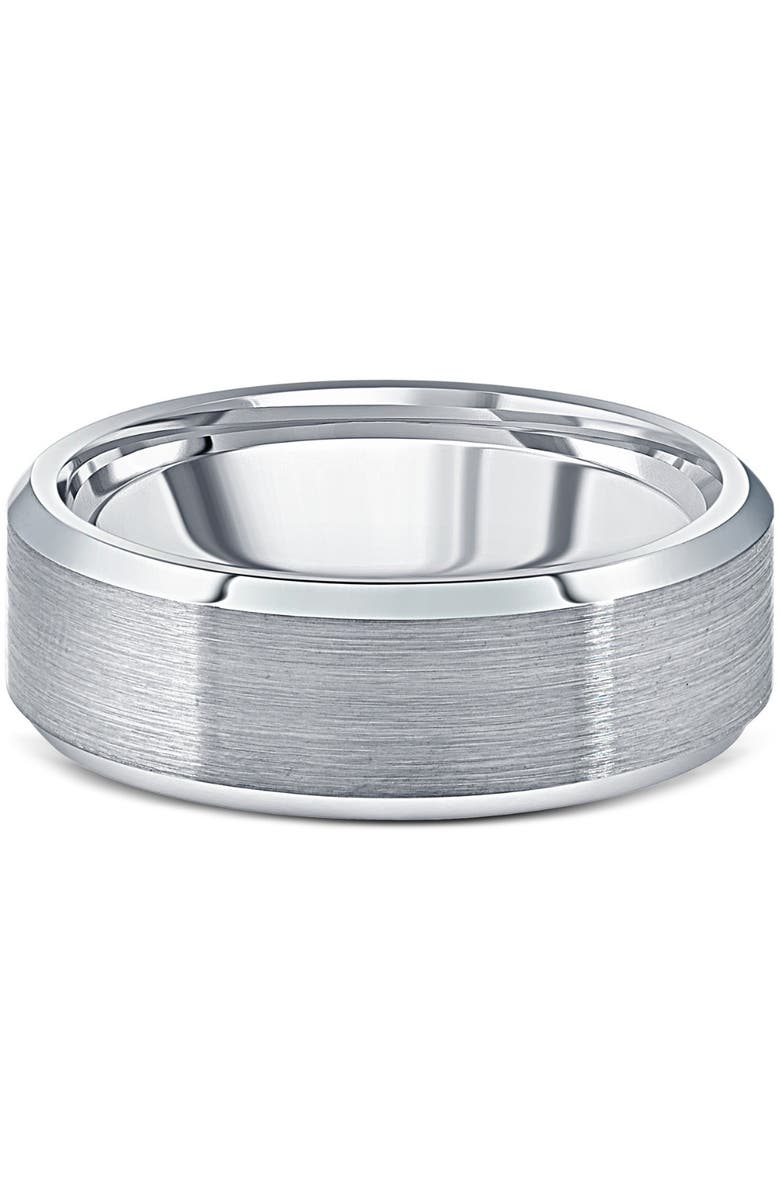 Bliss Diamond Men's Brushed Tungsten 7mm Beveled Comfort Fit Ring Wedding Band, Alternate, color, Tungsten