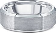 Bliss Diamond Men's Brushed Tungsten 7mm Beveled Comfort Fit Ring Wedding Band