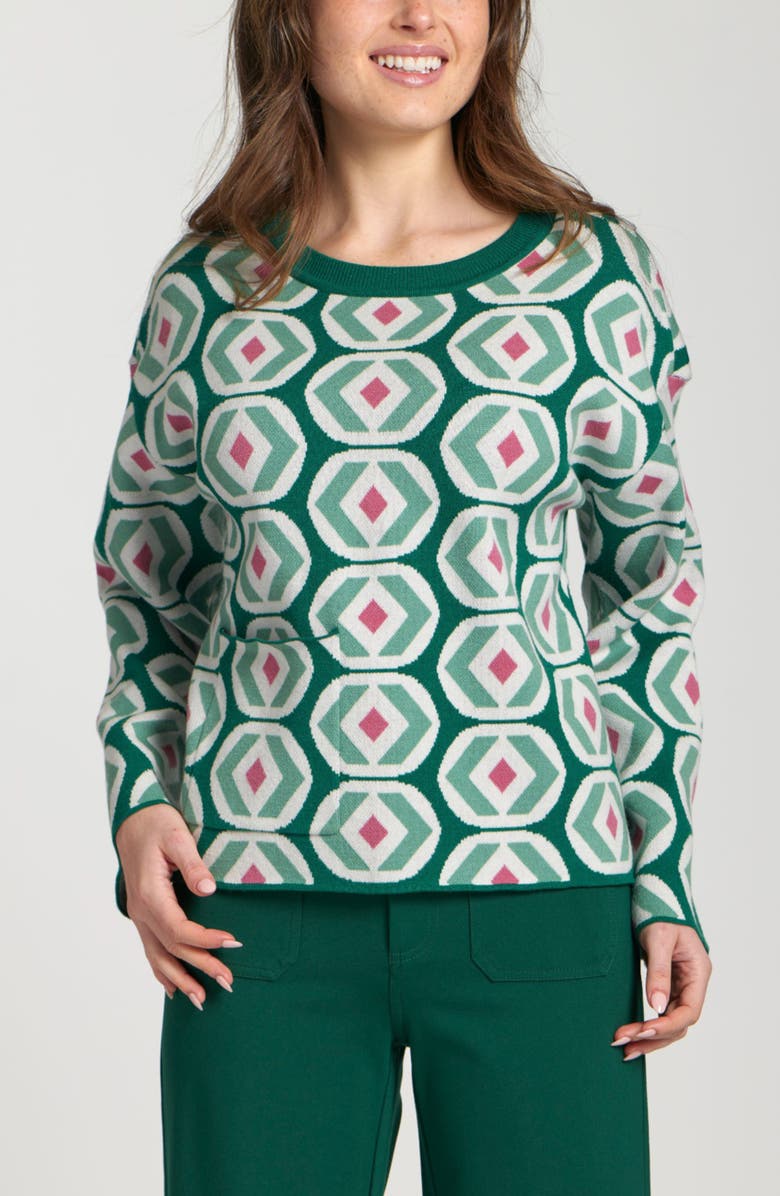 APNY Abstract Geo Sweater, Main, color, Emerald Green