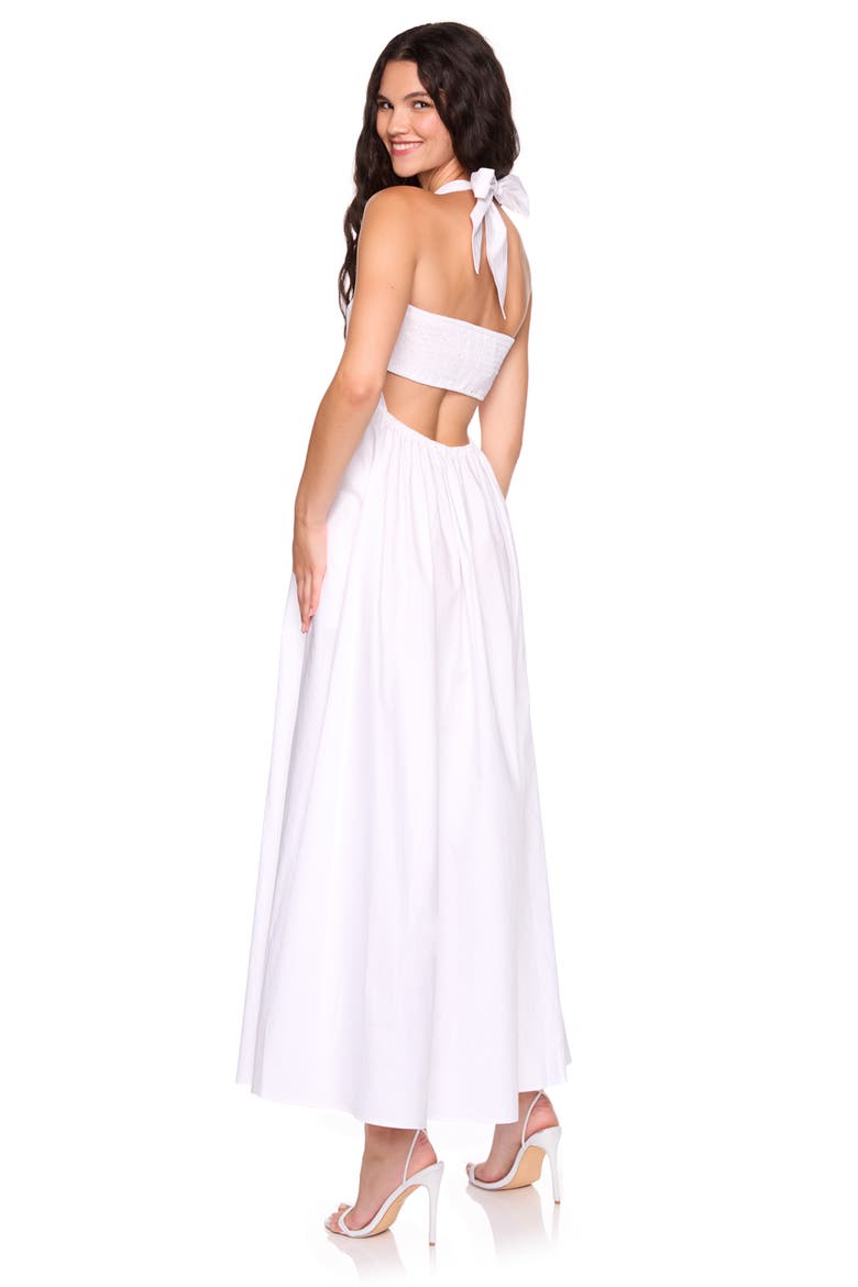 Halter Neck Cotton Poplin Dress, Alternate, color, SUGAR
