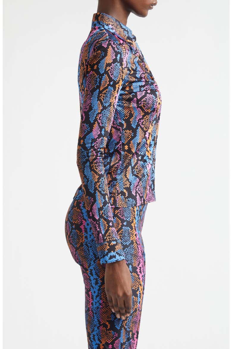 Python Print Liquid Jersey Button-Up Shirt, Alternate, color, SKY PINK SAPPHIRE SPICE