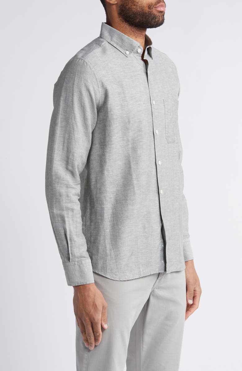 Scott Barber Solid Linen & Lyocell Twill Button-Down Shirt, Alternate, color, 
