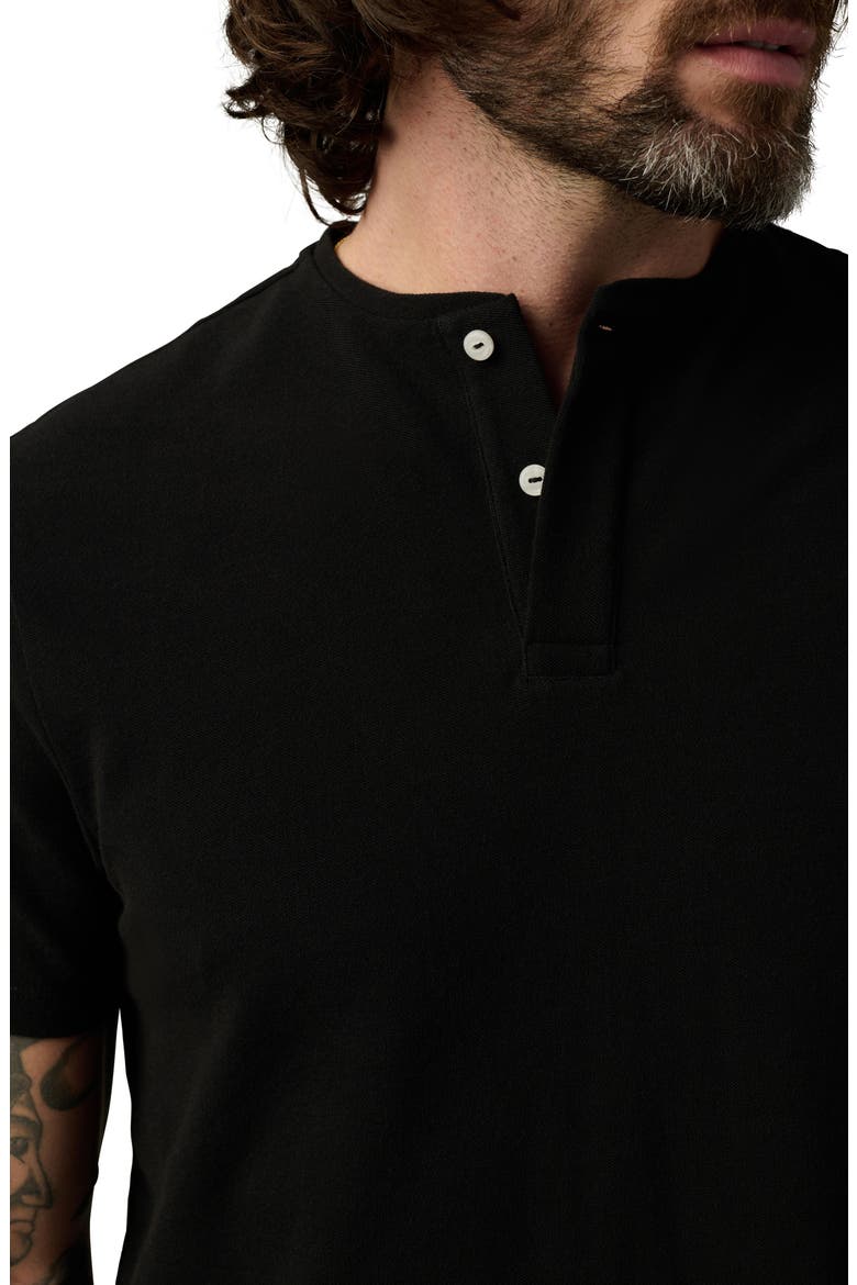 Modern Cotton Piqué Henley, Alternate, color, BLACK