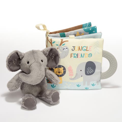 Jungle Friends Developmental Soft Book & Elephant Plush Toy Gift Set