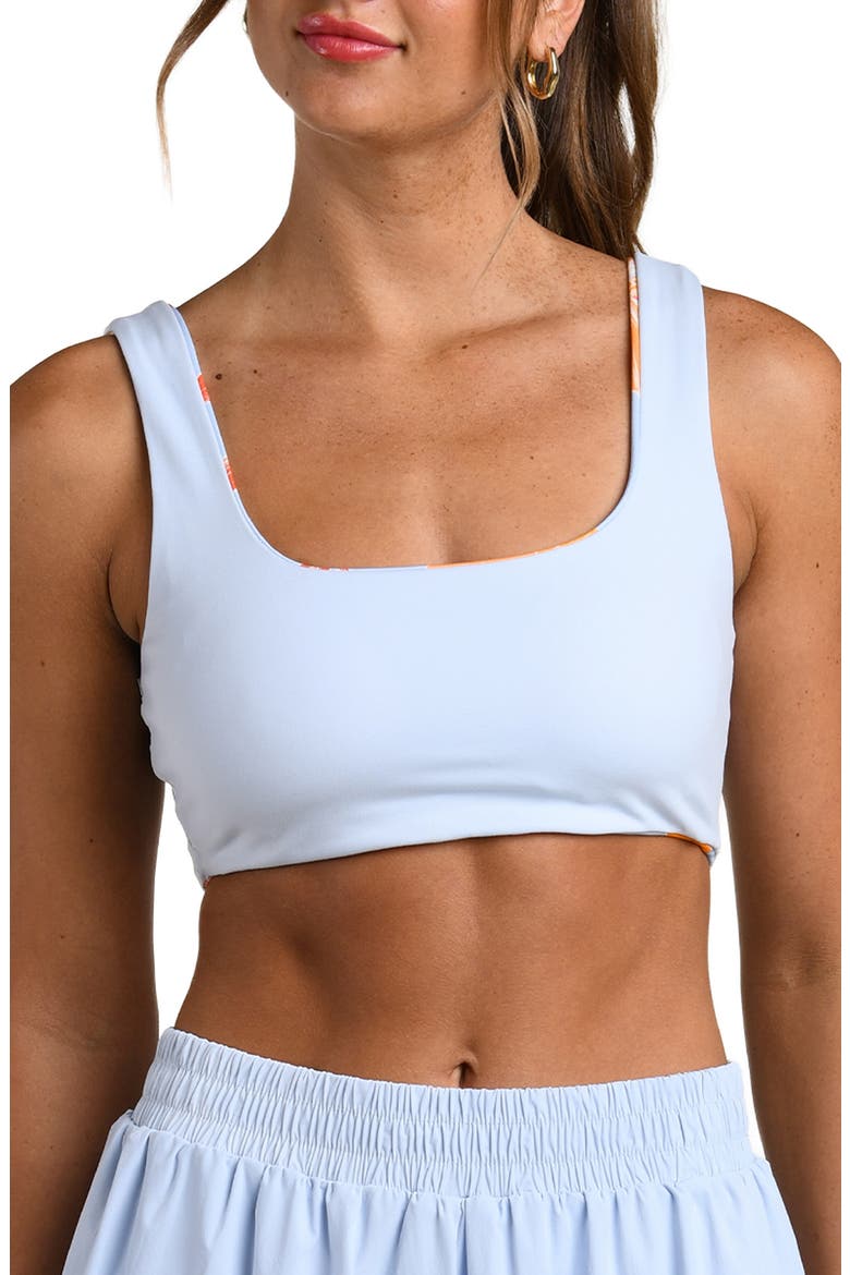 Outline Floral Scoop Neck Reversible Sports Bra, Alternate, color, DRIFT