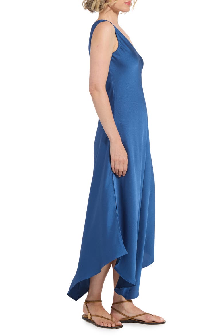 Sakura Satin Handkerchief Maxi Dress, Alternate, color, PALERMO BLUE