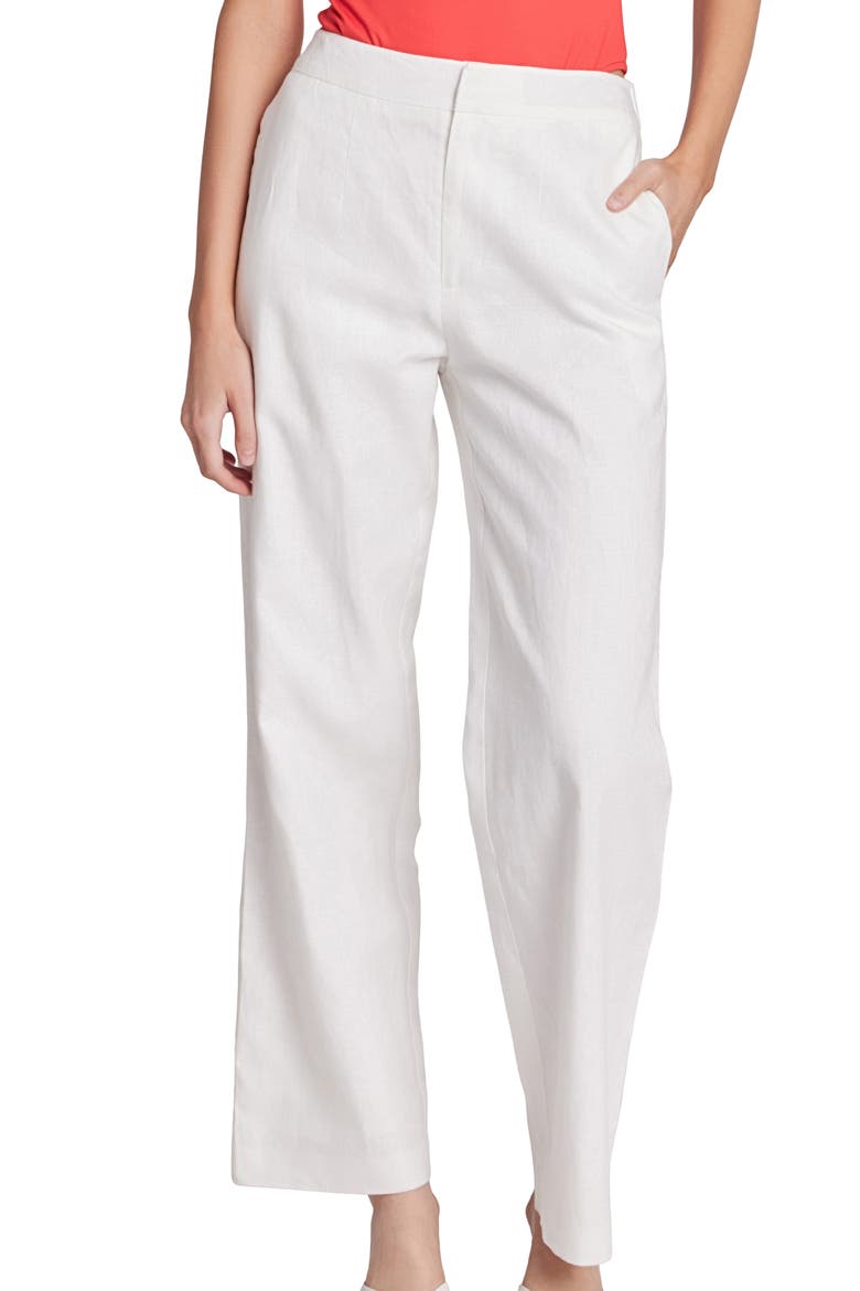 Linen & Cotton Pants, Alternate, color, WHITE