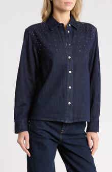 Denise Embellished Cotton Denim Shirt