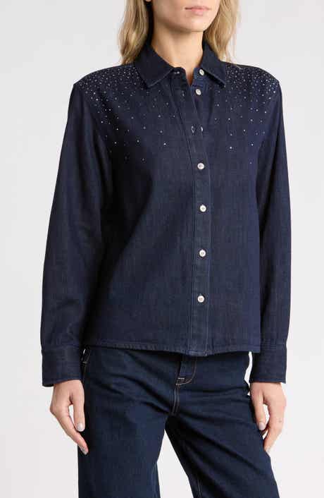 Denise Embellished Cotton Denim Shirt