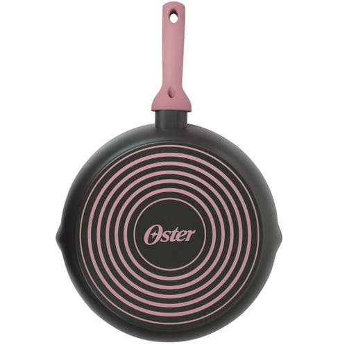 Oster Rigby 9.5 Inch Aluminum Nonstick Frying Pan In Pink With Pouring Spouts In Black