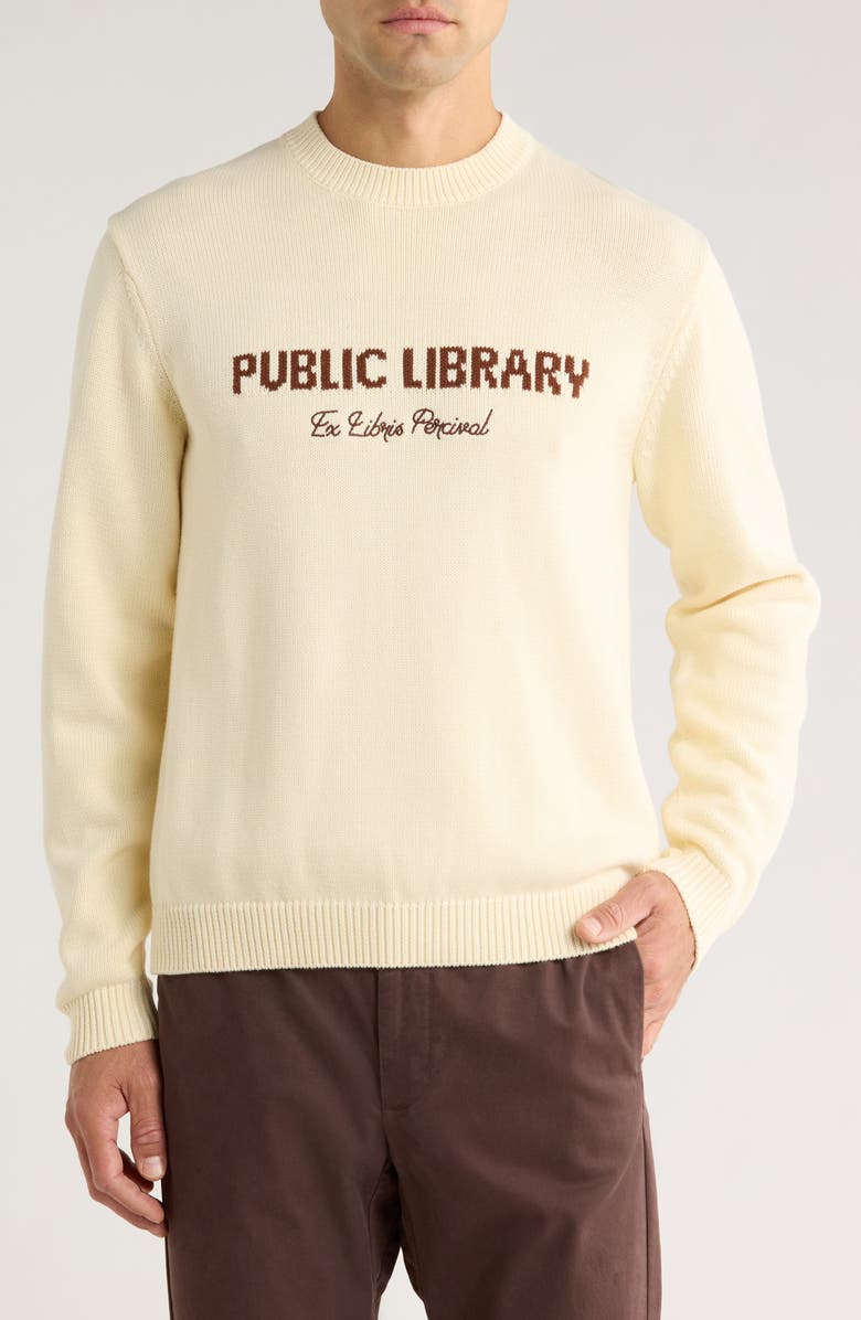 Percival Public Library Cotton Sweater, Main, color, Ecru
