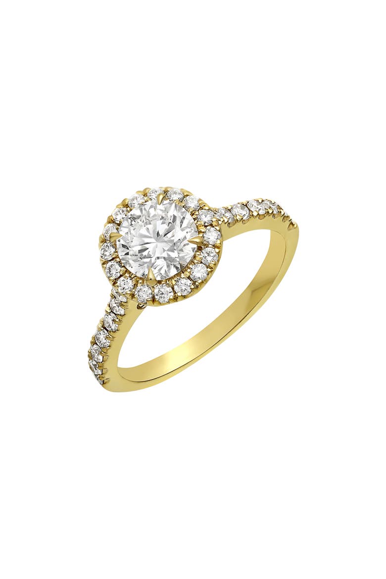 Pavé Diamond & Cubic Zirconia Engagement Ring Setting (Nordstrom Exclusive), Main, color, 18K YELLOW GOLD