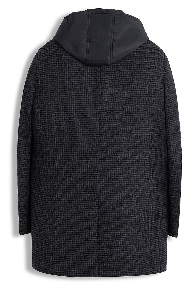 Houndstooth Top Coat with Removable Hood, Alternate, color, BLACK/ GREY HOUNDSTOOTH