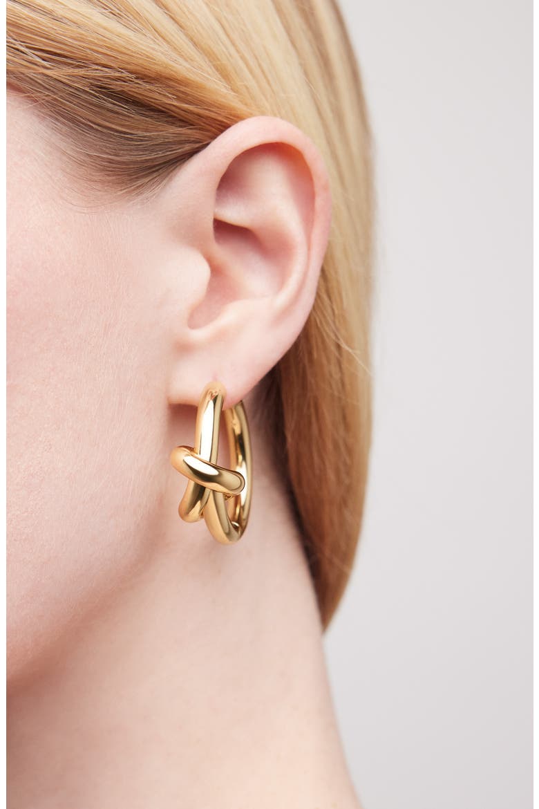 Mini Knot Hoop Earrings, Alternate, color, YELLOW GOLD