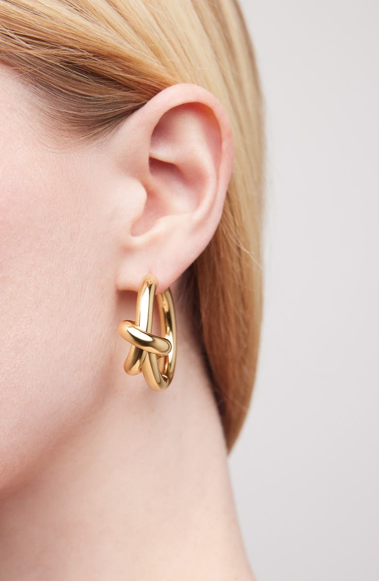 Jennifer Fisher Mini Knot Hoop Earrings, Alternate, color, Yellow Gold