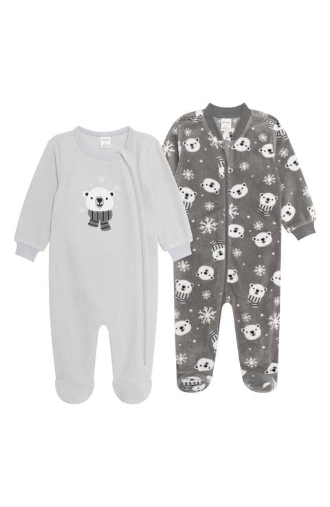 Pack of 2 Assorted Microfleece Footies (Baby)