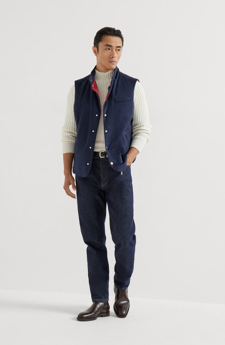 Brunello Cucinelli Cashmere flannel vest, Alternate, color, Blue