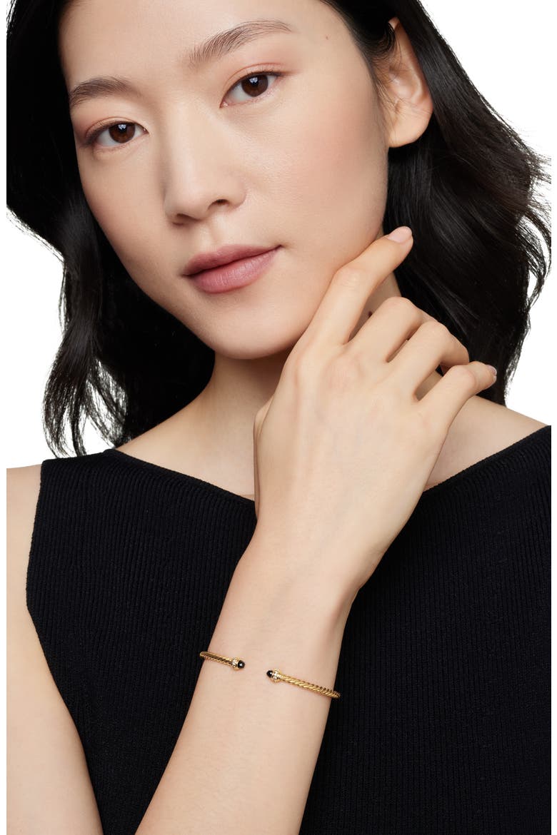Classic Cablespira® 18K Yellow Gold & Diamond Bracelet, 3mm, Alternate, color, BLACK ONYX