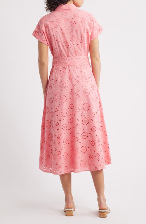 Caslonr Caslon(r) Eyelet Embroidery Cotton Shirtdress In Pink Geranium