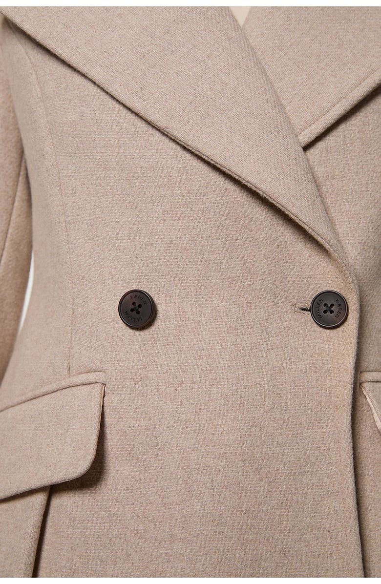 Karen Millen Wool Tailored Flared Skirt Midi Coat, Alternate, color, Oatmeal