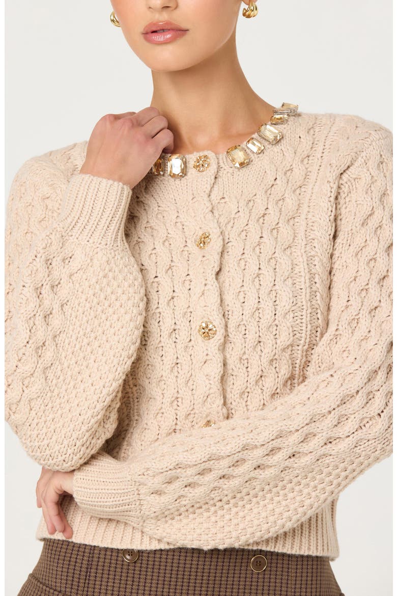 Cathryn Embellished Cardigan, Alternate, color, CREAM