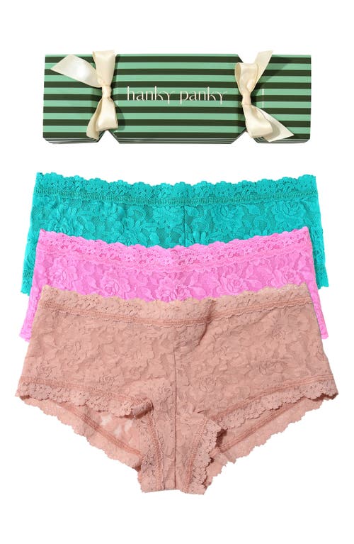 Hanky Panky Holiday Cracker Assorted 3-pack Boyshorts In Multi