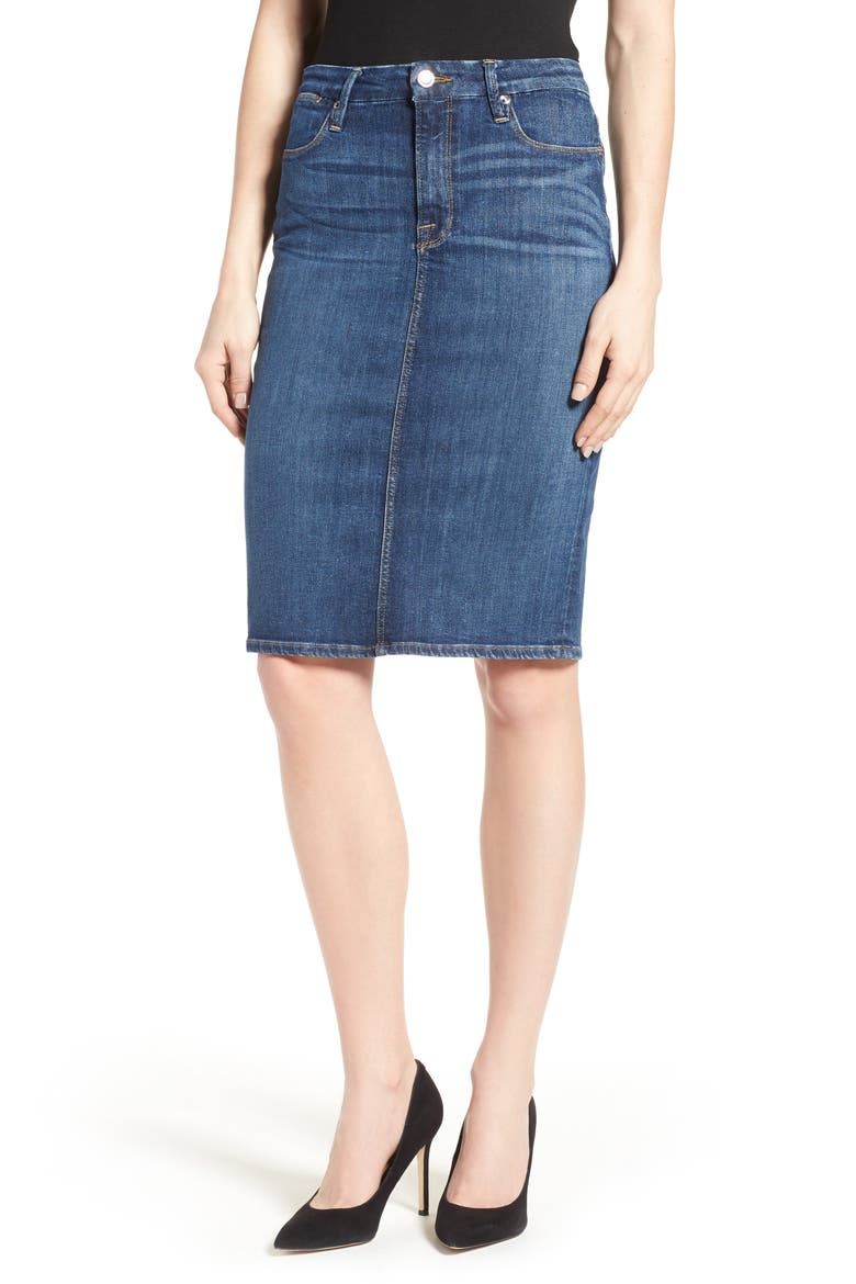 High Rise Denim Pencil Skirt, Main, color, BLUE046