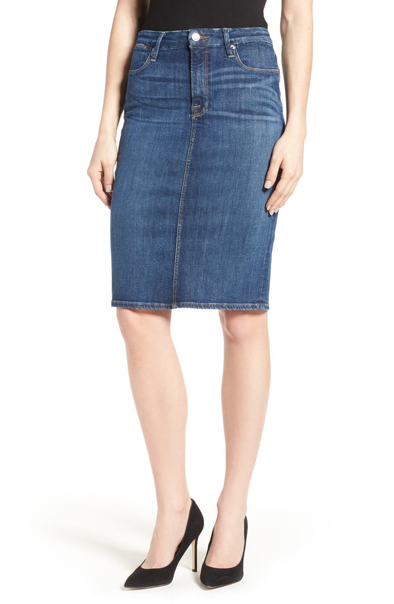 Good American High Rise Denim Pencil Skirt, Main, color, 