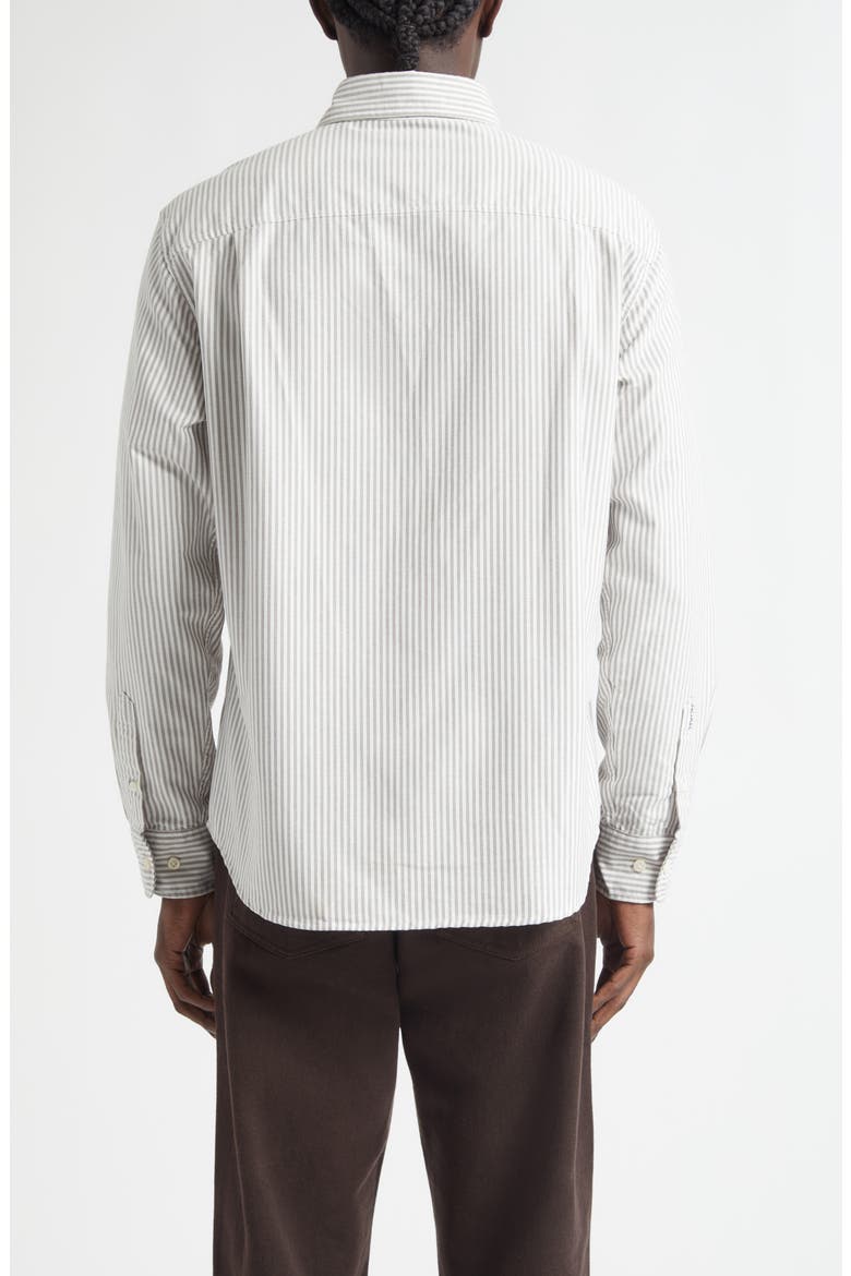 Oxford Cotton Button-Down Shirt, Alternate, color, WHITE / BROWN
