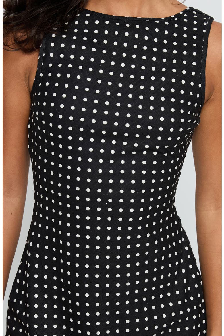 Voyager Polka Dot Linen Blend Dress, Alternate, color, BLACK POLKA