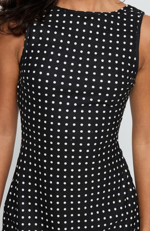 Princess Polly Voyager Polka Dot Linen Blend Dress In Black