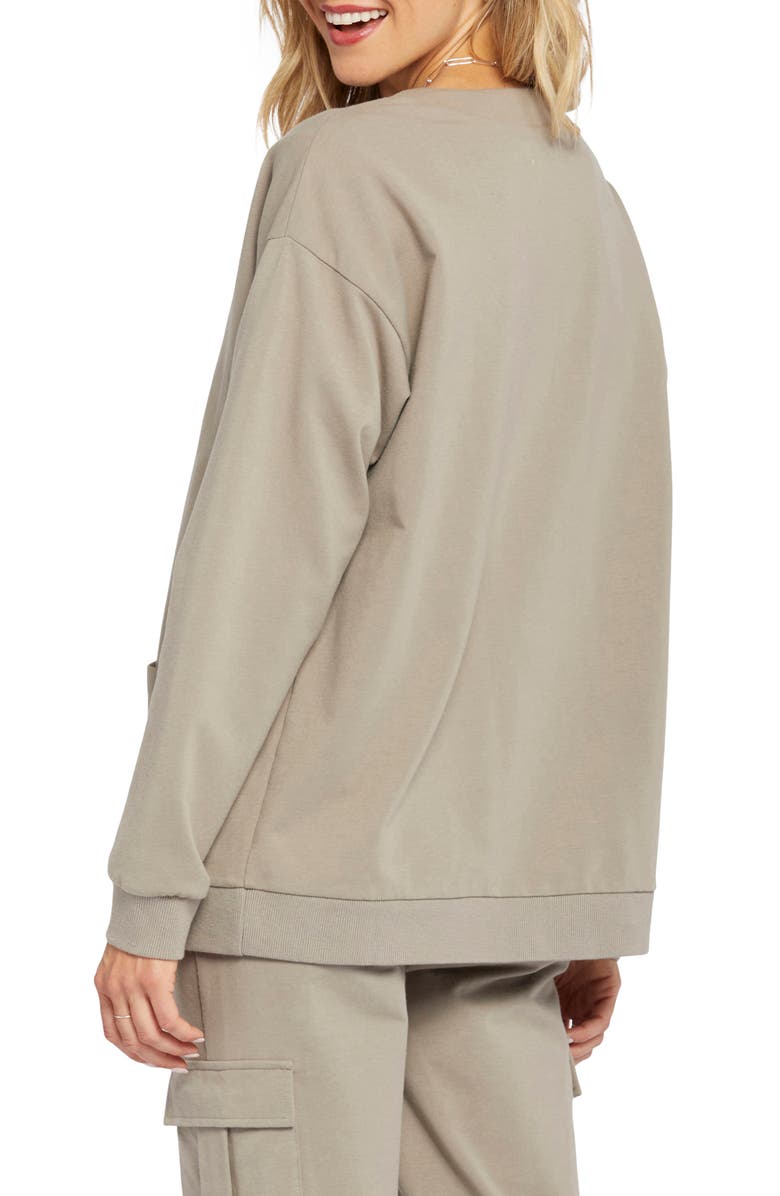 NYDJ Sweatshirt Cardigan, Alternate, color, Saddlewood