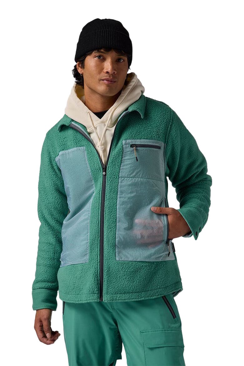 Wander Pile-Fleece Shirt Jacket- Men's, Main, color, Gearhead Green
