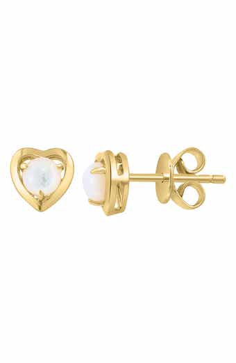 Mother-of-Pearl Heart Stud Earrings