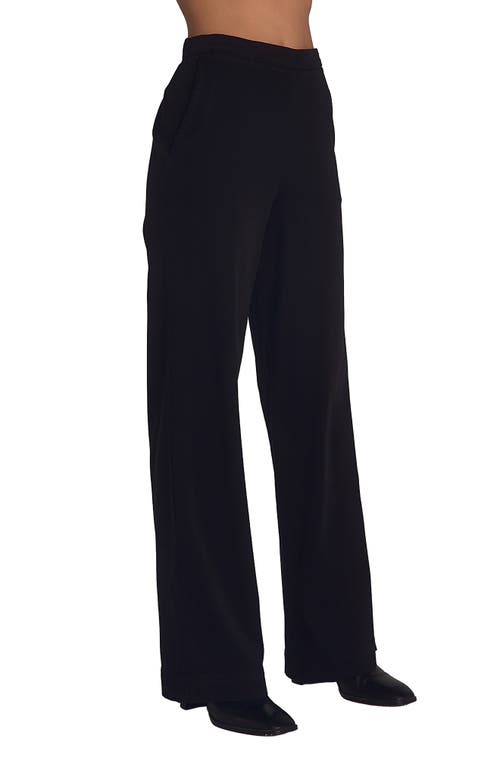 Bella Dahl Catalina Pull-on Flat Front Wide Leg Pants In Black
