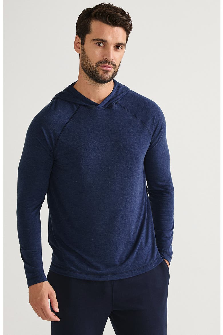 Cooling Long Sleeve UPF 50 Hooded Swim Tee Rash Guard, Main, color, Deep Sea Navy Heather