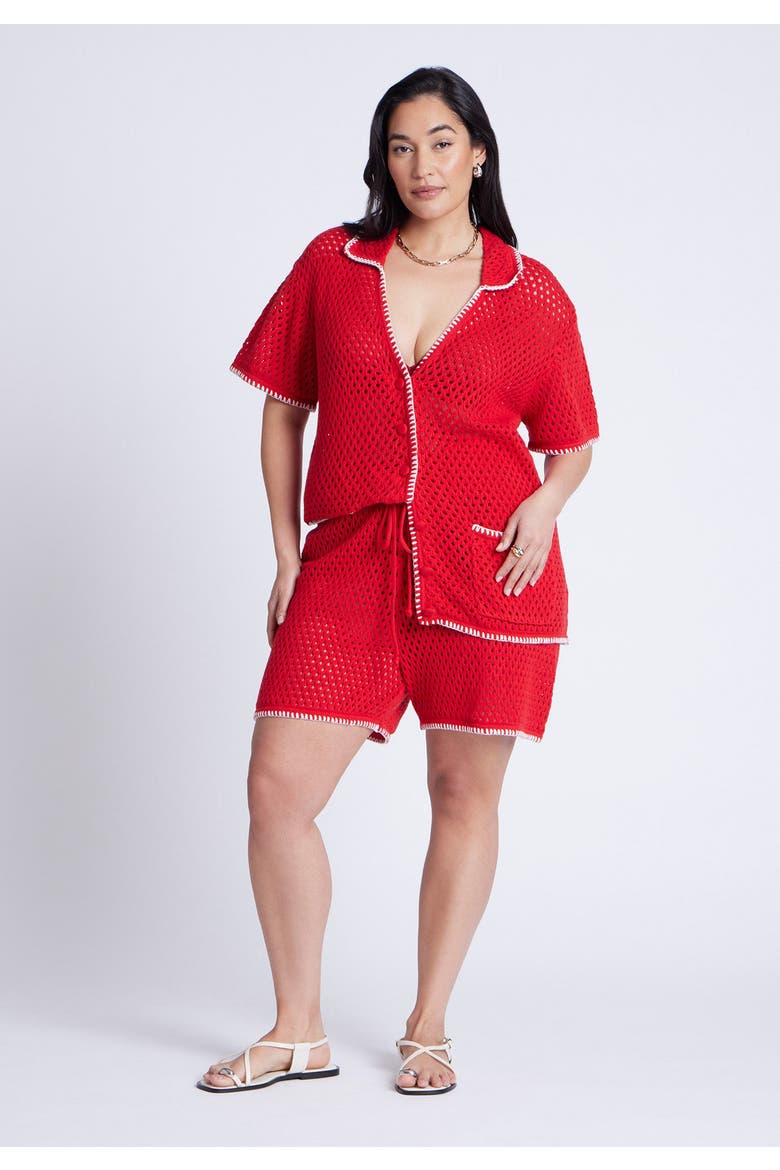 Crochet Knitted Short, Alternate, color, FLAME SCARLET