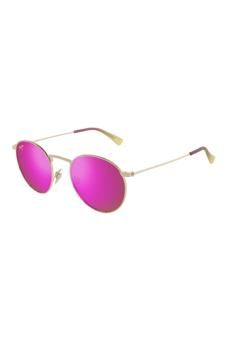 Pukaua 50mm Small Polarized Round Sunglasses, Alternate, color, GOLD PINK YELLOW